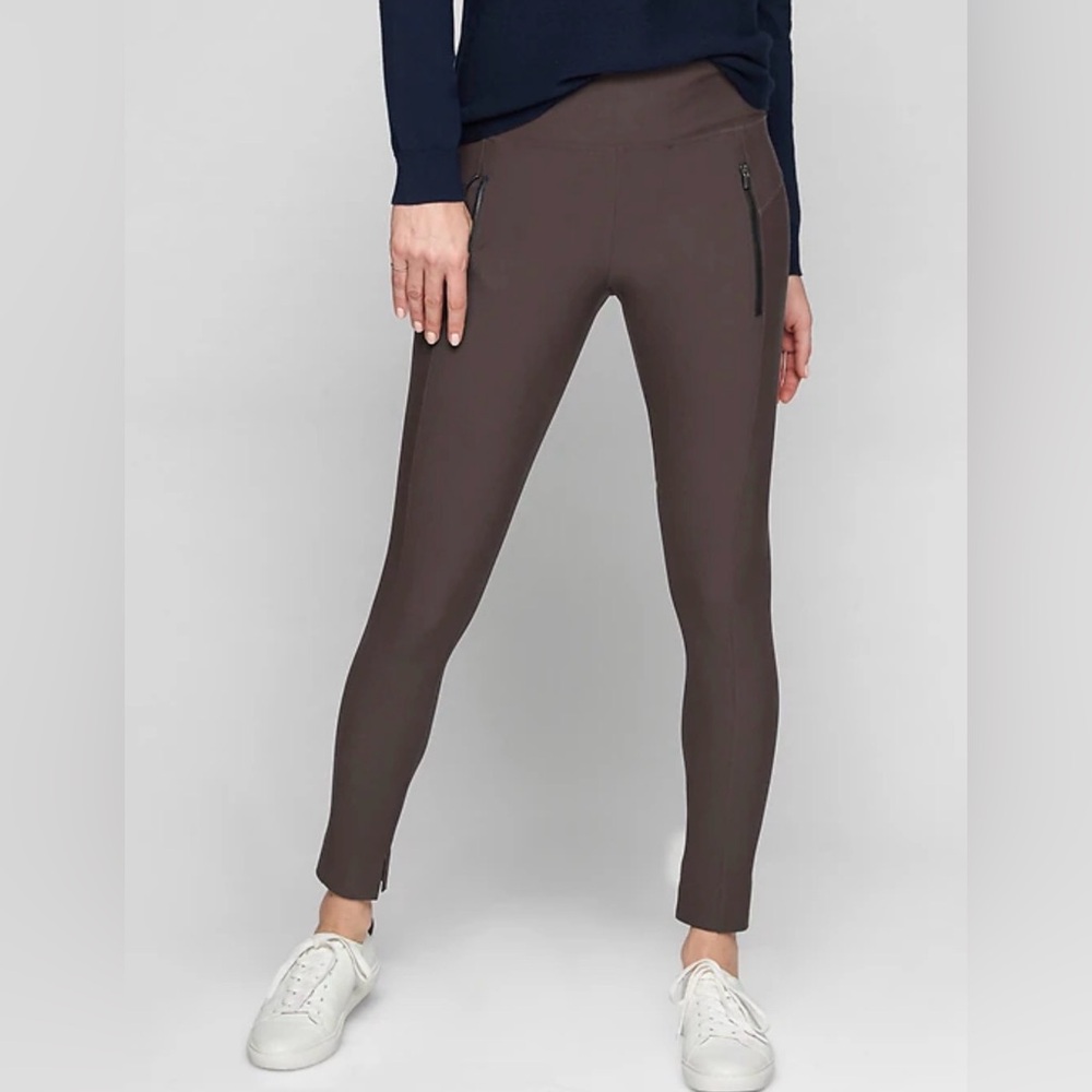 Athleta Headlands Hybrid Tight Women's Size 12 Grey Zip Pockets Travel